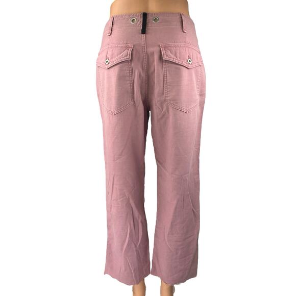 Rag & Bone Women's Pink High Waisted Distressed Trousers Wide Leg Pants Size 25 - Picture 3 of 5